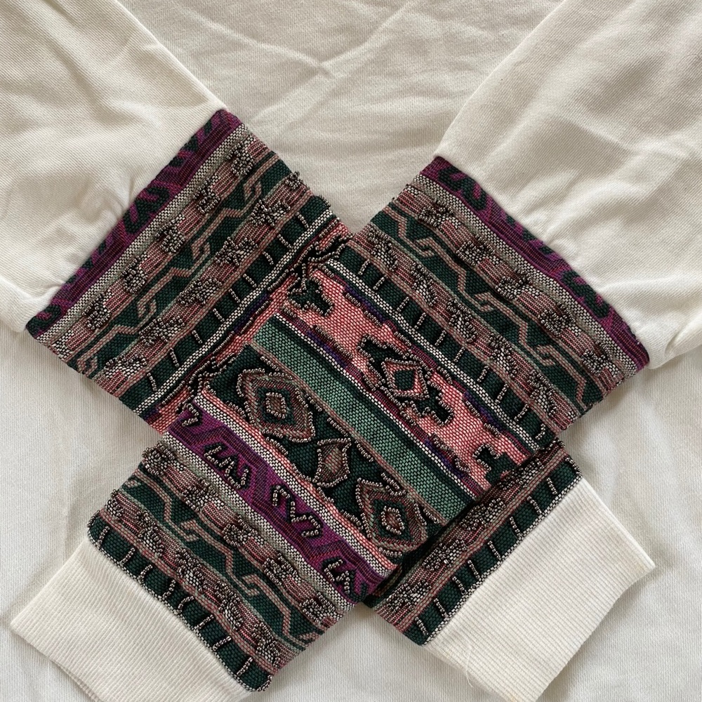 Forever21 Beaded Sleeve Cream Sweatshirt